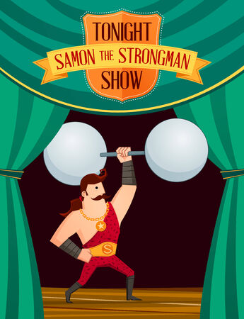 samon the strongman getting a pose in a stageのイラスト素材