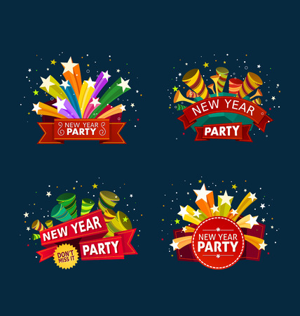 various colorful banner and tittle template for new year party eventのイラスト素材