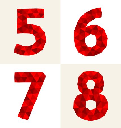 collection of colorful polygonal numberのイラスト素材