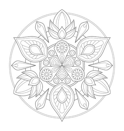 Decorative mandala illustration for adult coloring, well arranged group and easy to editのイラスト素材