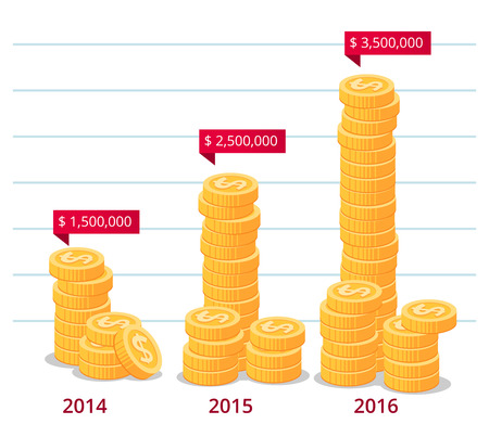 stack of gold coins with annotation vector illustration for business infographicのイラスト素材