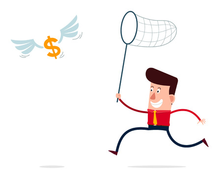 running businessman catch a dollarのイラスト素材