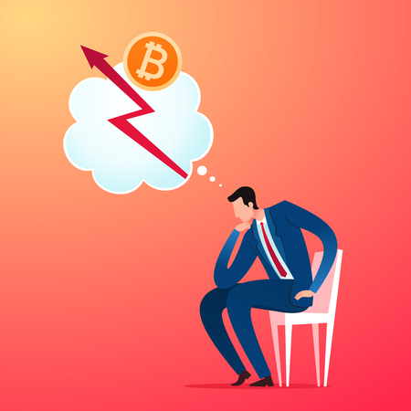 young businessman dreaming for digital currencyのイラスト素材