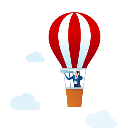 businessman ride an air balloon to see more opportunityのイラスト素材