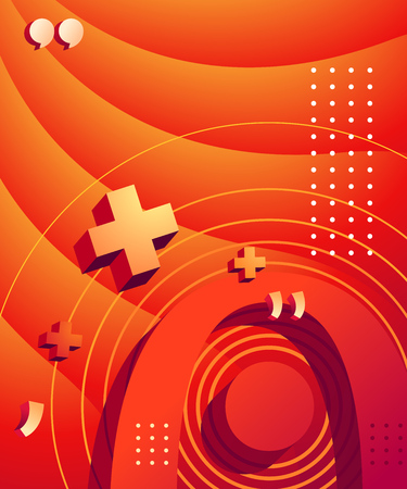 Gradient abstract composition with bright color. Modern graphic elements. Template for background, banner, poster, flyer or presentation. Vector graphic.のイラスト素材