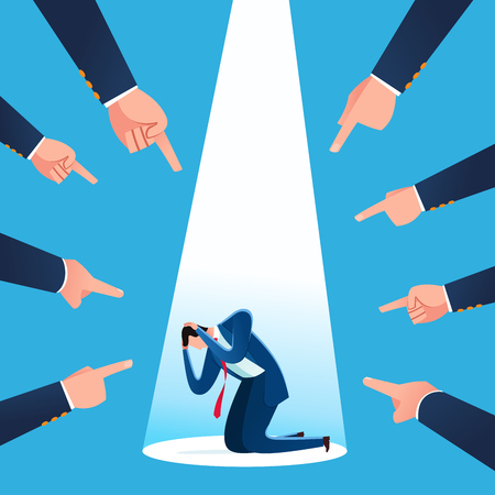 Businessman get blamed for business loss and failure. Business concept vector illustration.のイラスト素材