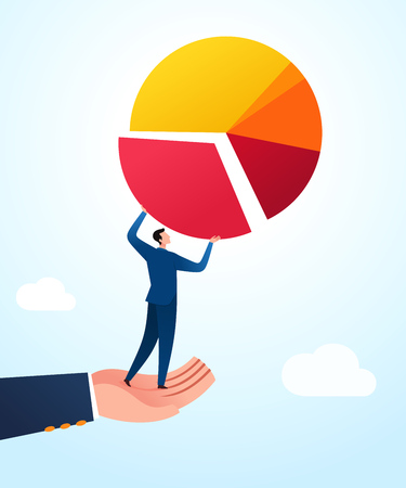 Businessman get a guidance uniting business result. Business concept vector illustration.のイラスト素材