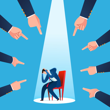 Businessman get blamed for business loss and failure. Business concept vector illustration.のイラスト素材