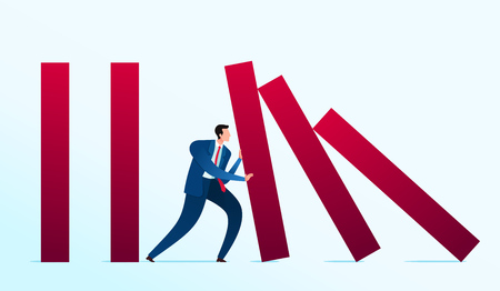 Businessman's strategy to prevent business loss. Business concept vector illustration.のイラスト素材