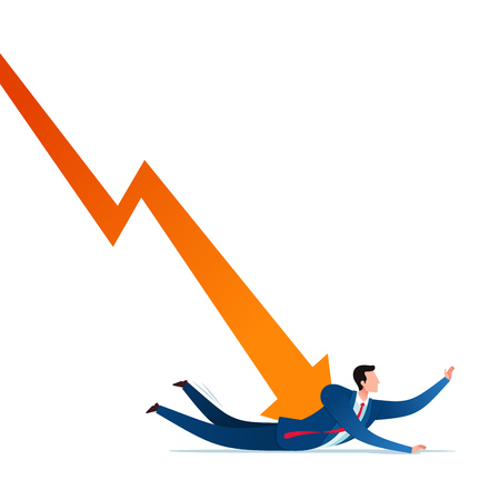Businessman get depressed because of business failure. Business concept vector illustration.のイラスト素材