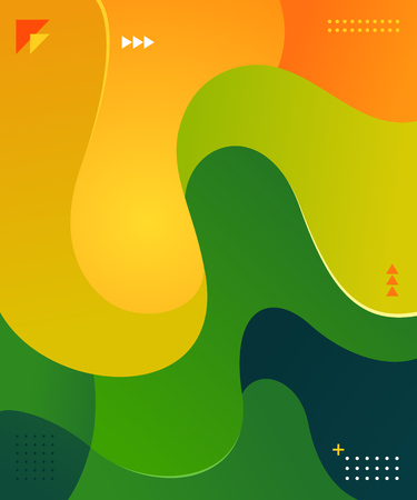 Liquid and wavy fluid vector graphic asset. Trendy, modern and dynamic graphic element. Colorful futuristic background design.のイラスト素材