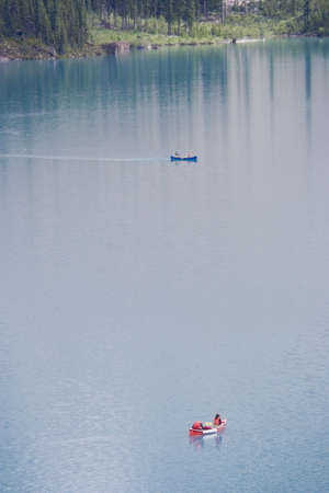 canoes on the moraine lake - banff national park, canada - の写真素材