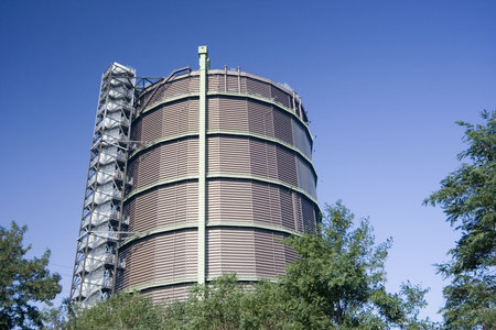 gasometer in oberhausen - 75 years old and the highest plate gas container in europe - 