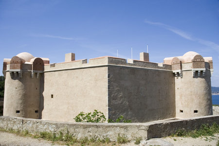 citadel of saint-tropez, france - the citadel of saint-tropez is a walled fortress sitting on the hilltop overlooking the town and the surrounding gulf and sea. It was built at the end of the 16th century の写真素材