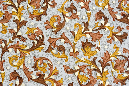 antique paper with floral pattern - 18th century, used for scrapbooking 