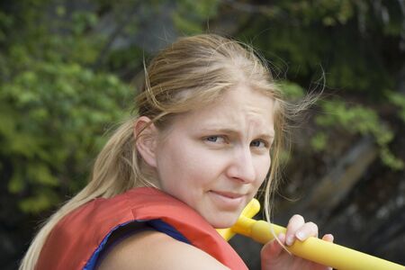 Portrait of a young woman outdoors - closeupの写真素材