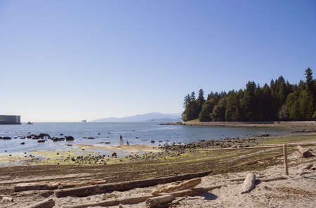Natural Beach in Vancouver - Stanley Park, Vancouver, British Columbia, Canadaの写真素材