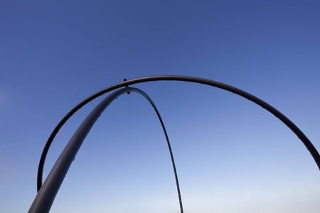 Modern Horizon Observatory on Halde Hoheward - Herten, North Rhine-Westphalia, Germany - The Observing Centre is spanned by two large Semi Arcs representing the local Meridian and the celestial Equatorの写真素材