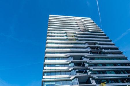Amsterdam 29 September 2019 glass tower buildings in the financial center of the  city of Amsterdam...