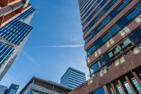 Amsterdam 29 September 2019 glass tower buildings in the financial center of the  city of Amsterdam in Holland the Netherlands called the Zuid-asのeditorial素材