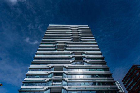Amsterdam 29 September 2019 glass tower buildings in the financial center of the  city of Amsterdam...
