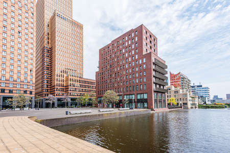 Amsterdam 29 September 2019 glass tower buildings in the financial center of the  city of Amsterdam in Holland the Netherlands called the Zuid-as and WTCのeditorial素材