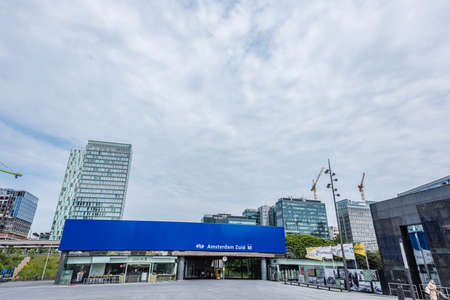 Amsterdam 29 September 2019 glass tower buildings in the financial center of the  city of Amsterdam in Holland the Netherlands called the Zuid-as and WTCのeditorial素材