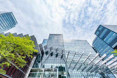 Amsterdam 29 September 2019 glass tower buildings in the financial center of the  city of Amsterdam in Holland the Netherlands called the Zuid-as and WTCのeditorial素材