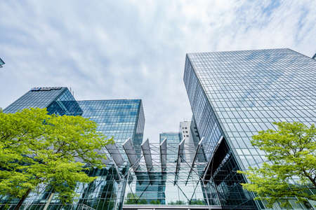 Amsterdam 29 September 2019 glass tower buildings in the financial center of the  city of Amsterdam in Holland the Netherlands called the Zuid-as and WTCのeditorial素材