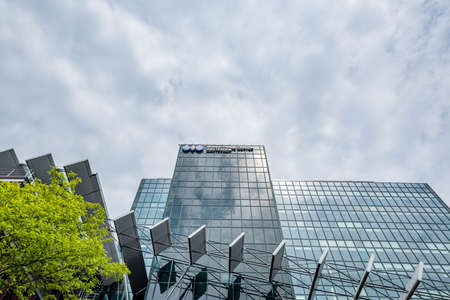 Amsterdam 29 September 2019 glass tower buildings in the financial center of the  city of Amsterdam in Holland the Netherlands called the Zuid-as and WTCのeditorial素材