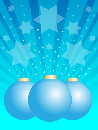 christmas balls and stars on blue backgroundのイラスト素材