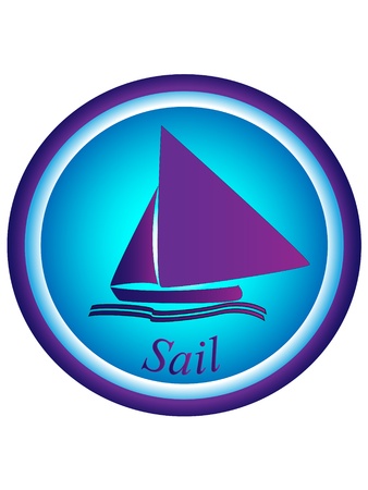  sailboat and waves on blue background with sail textのイラスト素材