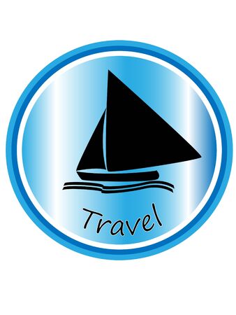 silhouette of a sailboat on blue background with travel textのイラスト素材