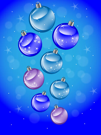 Shiny blue Christmas balls on blue backgroundのイラスト素材