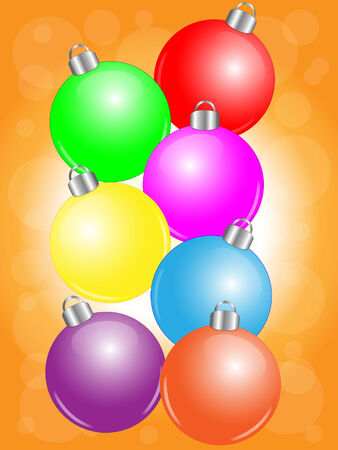 Colorful Christmas balls on golden backgroundのイラスト素材