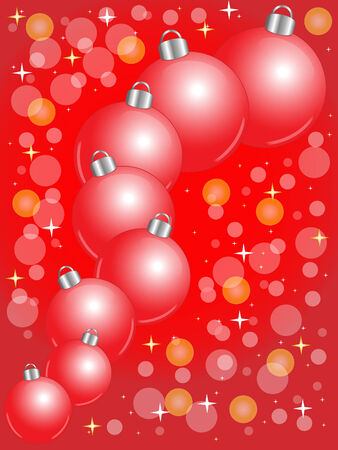Shiny red Christmas balls on red backgroundのイラスト素材