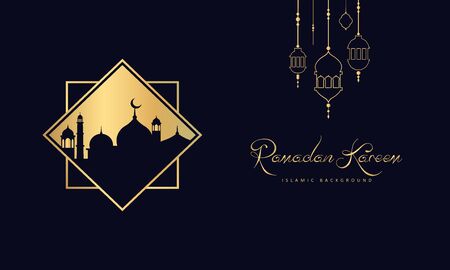 beautiful ramadan kareem greeting card design with mosque element. Design vector illustration islamic background templateのイラスト素材