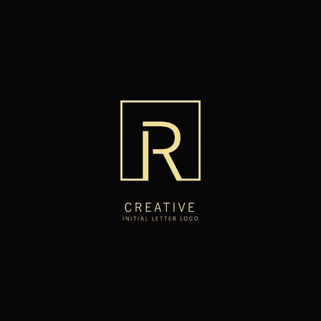 Creative Initial letter R  With Square Element. Design Vector Illustration Templateのイラスト素材