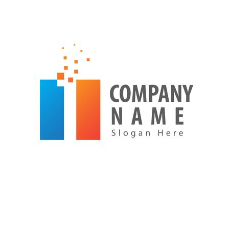 Abstract Initial Letter I Pixel  Design With Square. Vector Illustrationのイラスト素材