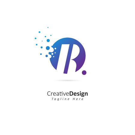Dots Letter R Logo. R Letter Design Vector with Dotsのイラスト素材