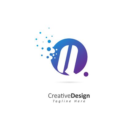 Dots Letter Q Logo. Q Letter Design Vector with Dotsのイラスト素材