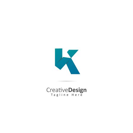Paper Vector Letter K Logo with fold effect letters. Design Vector Illustration Logo templateのイラスト素材