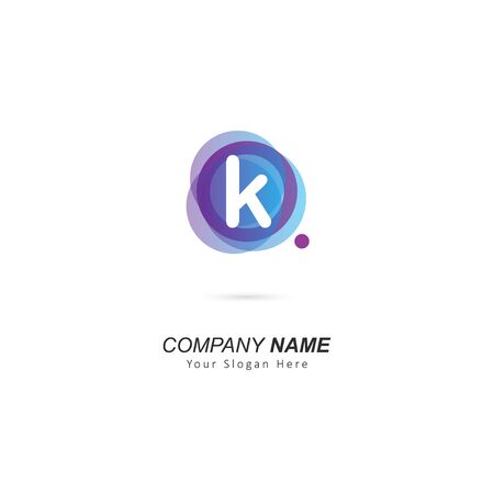 Abstract lowercase K letter Logo design with circle and dot element. Vector illustration templateのイラスト素材