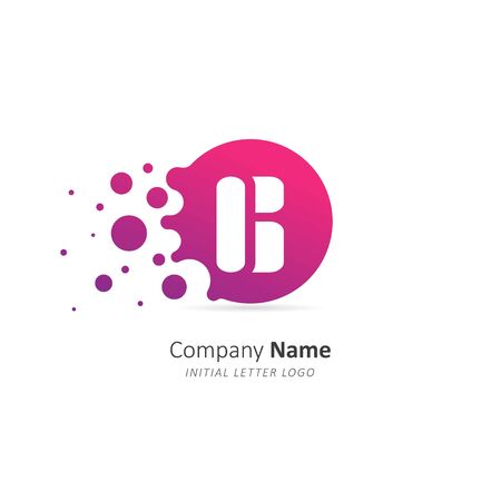 Initial letter B Logo with dots. Design vector splash dots logo for company. Illustration templateのイラスト素材