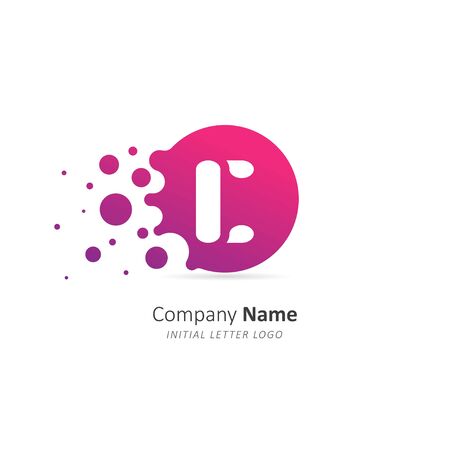 Initial letter C Logo with  dots. Design vector splash dots logo for company. Illustration templateのイラスト素材