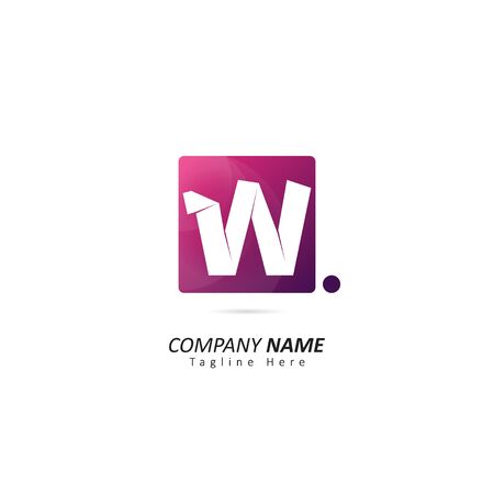 Abstract Initial letter W Logo with Dot Element. Design Vector Illustration Logo Templateのイラスト素材