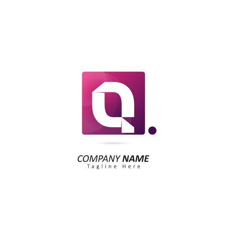 Abstract Initial letter Q Logo with Dot Element. Design Vector Illustration Logo Templateのイラスト素材