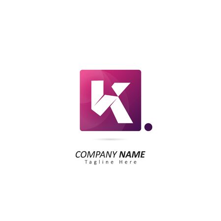 Abstract Initial letter K Logo with Dot Element. Design Vector Illustration Logo Templateのイラスト素材