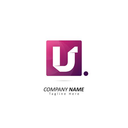 Abstract Initial letter U Logo with Dot Element. Design Vector Illustration Logo Templateのイラスト素材
