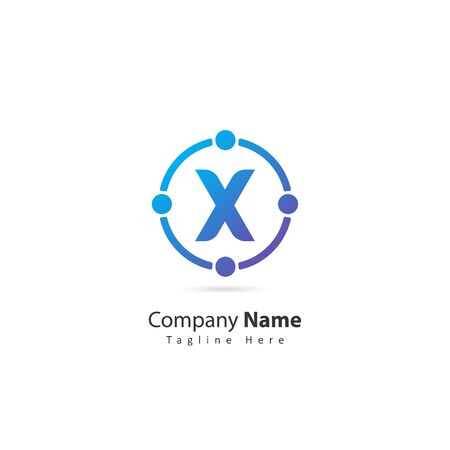 initial letter x logo with circle and dot element. design vector illustration people logo. logo for company. iconのイラスト素材